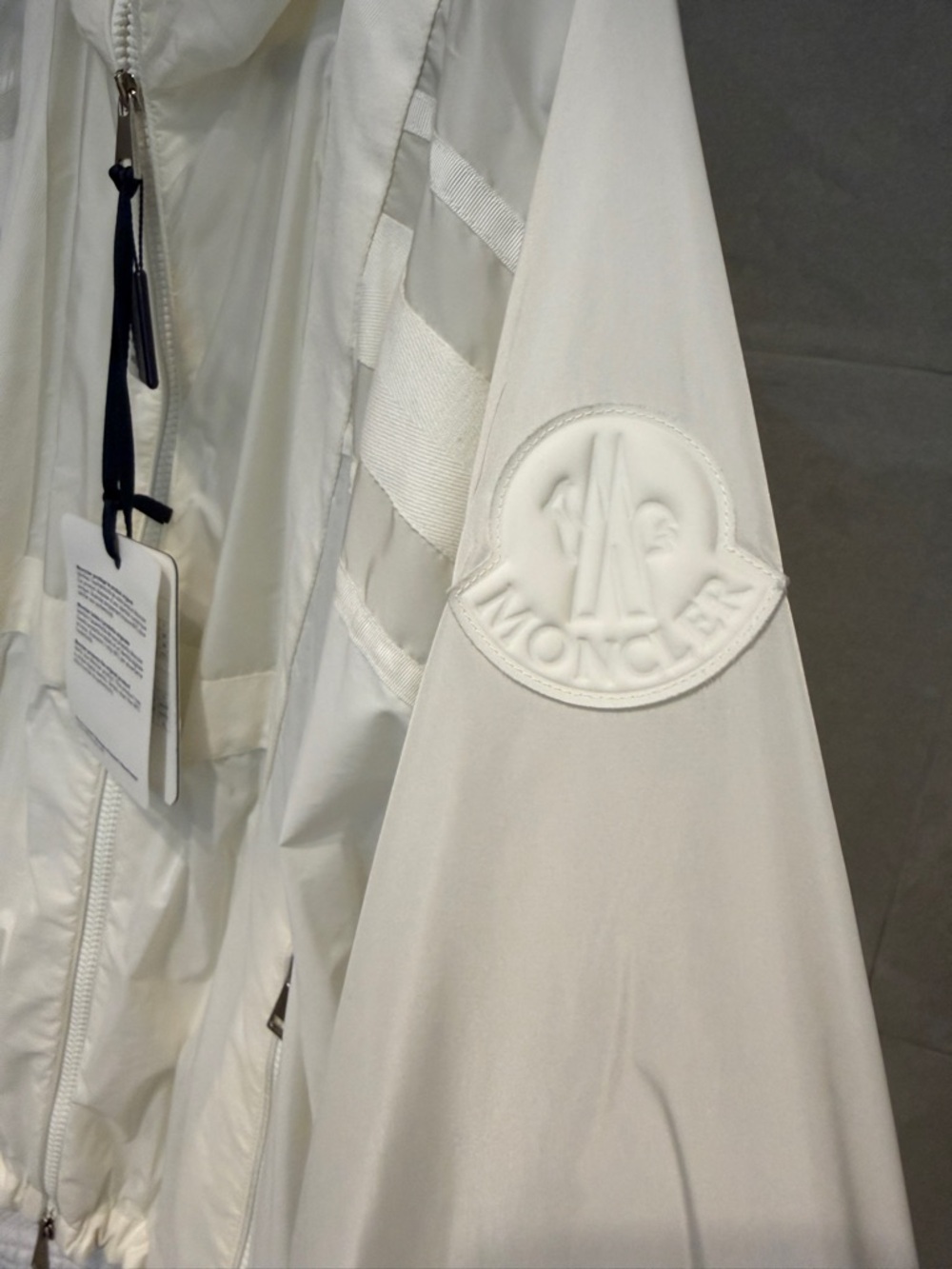 Moncler Cream White Lightweight Jacket with Logo Tag